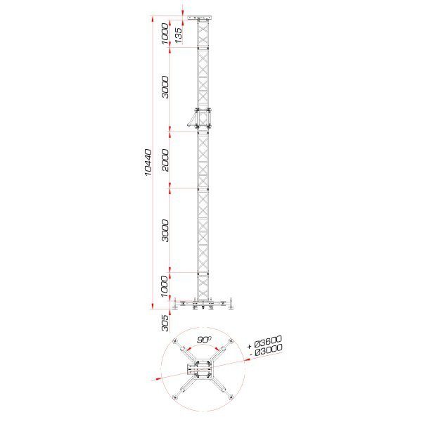 TMD-548 TORRE DI ELEVAZIONE GROUND SUPPORT DA 10M. CARICO MASSIMO 2000KG