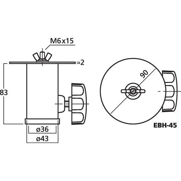 EBH-45 ADATTATORE PER STATIVO STANDARD ( 35 MM) CON BOCCOLA FILETTATA M6