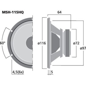 MSH-115HQ MIDRANGE HI-FI HIGH QUALITY, 50 W, 8 OHM