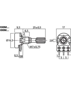 VRB-100M100 POTENZIOMETRO, MONO, 100 KOHM, LINEARE