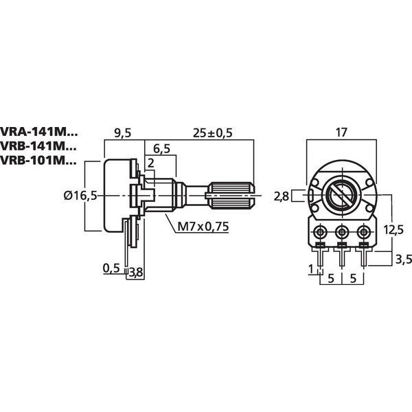 VRB-141M50 POTENZIOMETRO, MONO, 50 KOHM, LINEARE, 41 CLIC