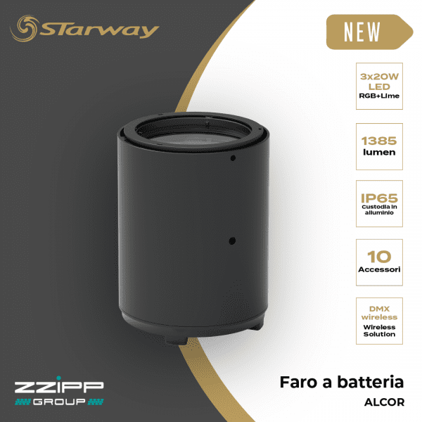 ALCOR FARETTO A BATTERIA IP65 3X20W RGBL