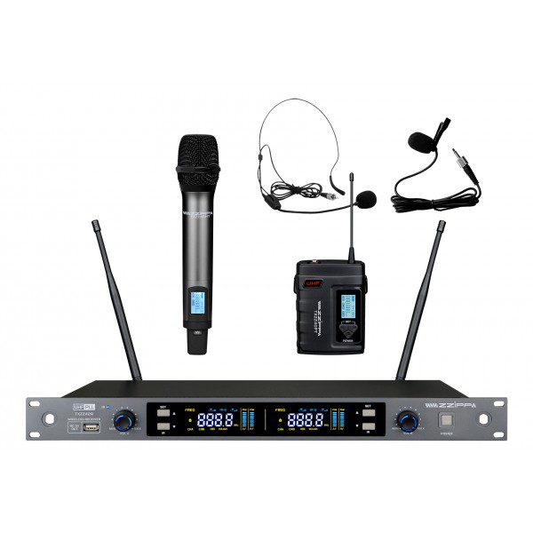 TXZZ424 SET DOPPIO RADIOMICROFONO UHF 2 X 48 CH- 606 - 630 Mhz