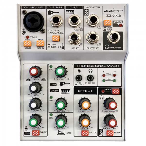 ZZMX3 MIXER COMPATTO 3 CANALI CON ALIMENTAZIONE USB