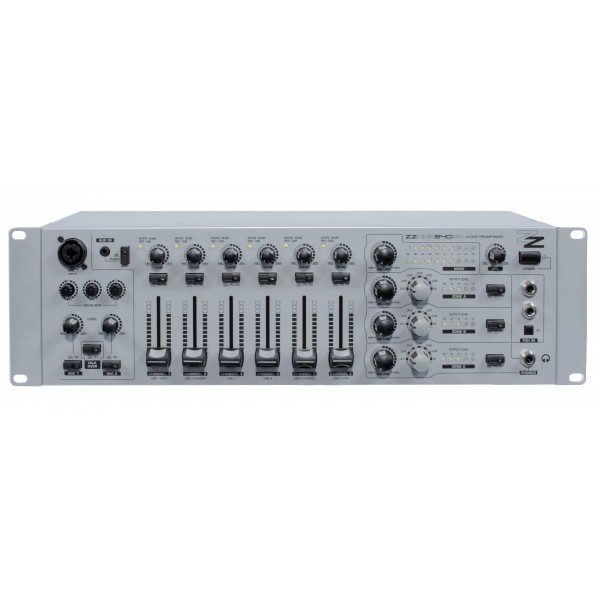 ZZONE640MX MIXER CON 6 IN STEREO LINE + 2 MIC, 3 ZONE DI OUT + 1 STEREO OUT