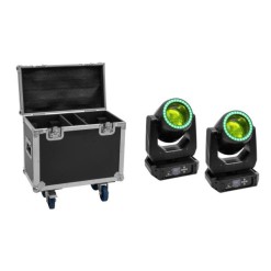 EUROLITE Set 2x LED TMH-B120 Hypno Moving-Head Beam + Flightcase with wheels