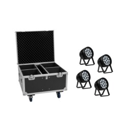EUROLITE Set 4x AKKU IP PAR 14 HCL QuickDMX + Flightcase