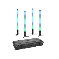 EUROLITE Set 4x AKKU IP Pixel Tube 360° PRO CRMX + Plastic case