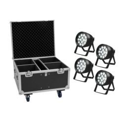 EUROLITE Set 4x LED IP PAR 14x10W HCL + Flightcase