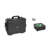 EUROLITE Set 8x AKKU IP Flat Light 3 bk + Plastic case with trolley