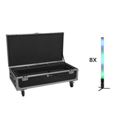 EUROLITE Set 8x AKKU IP Pixel Tube 360° PRO CRMX + Flightcase with wheels and charging function