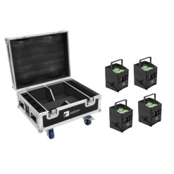 EUROLITE Set 4x AKKU IP UP-4 QCL Spot QuickDMX MK2 + Flightcase with wheels and charging function