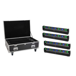 EUROLITE Set 4x LED BAR-8 SWING QCL bar + Flightcase with wheels